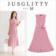 JUSGLITTY リブニットワンピ ピンク